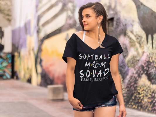 ULTRABASIC Women's V-Neck T-Shirt Softball Mom Squad - Funny Mom's Quote