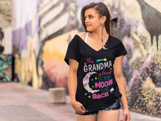 ULTRABASIC Women's V-Neck T-Shirt This Grandma Is Loved To The Moon and Back