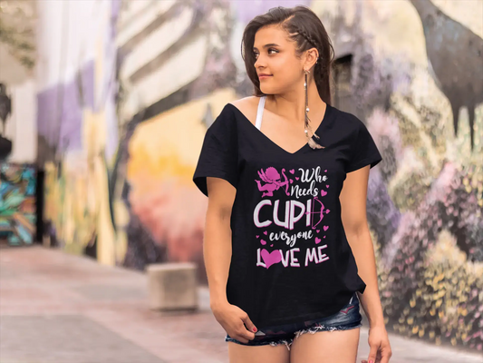 ULTRABASIC Women's T-Shirt Who Needs Cupid When Everyone Love Me - Valentine's Day Short Sleeve Graphic Tees Tops