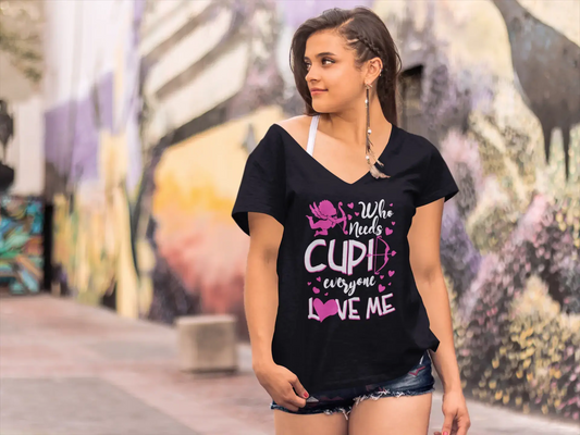 ULTRABASIC Damen-T-Shirt Who Needs Cupid When Everyone Love Me – Kurzarm-Grafik-T-Shirts zum Valentinstag