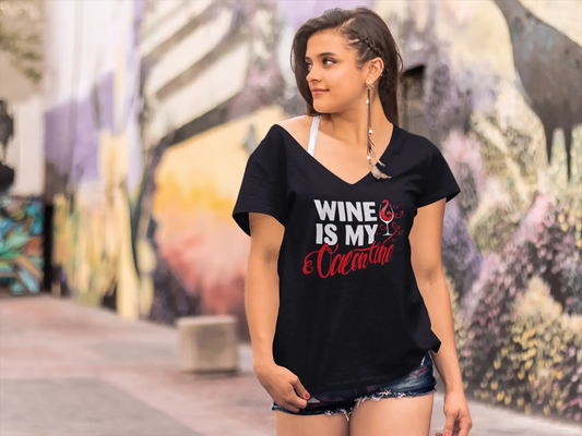 ULTRABASIC Women's T-Shirt Wine Is My Valentine - Valentine's Day Short Sleeve Graphic Tees Tops