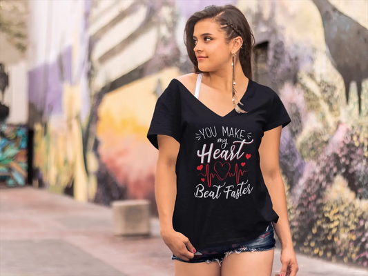 ULTRABASIC Damen-T-Shirt „You Make My Heart Beat Faster“ – Kurzarm-Grafik-T-Shirts zum Valentinstag