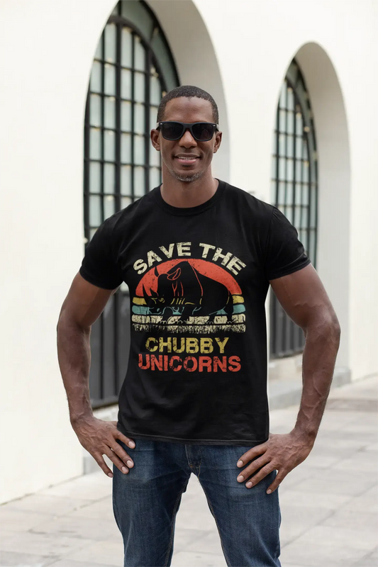 ULTRABASIC Herren Vintage T-Shirt Save the Chubby Unicorns – Lustige Zitat-T-Shirts