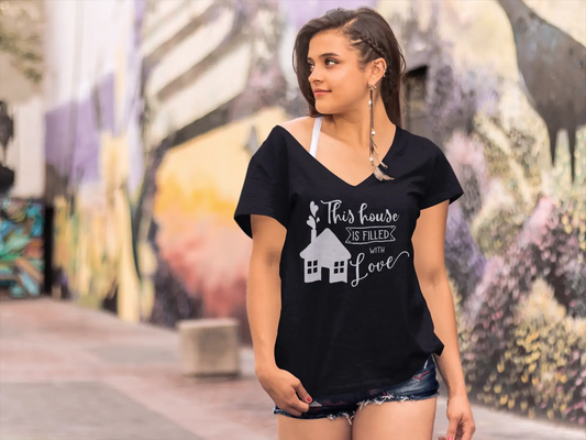 ULTRABASIC Women's T-Shirt This House is Filled With Love - Short Sleeve Tee Shirt Tops