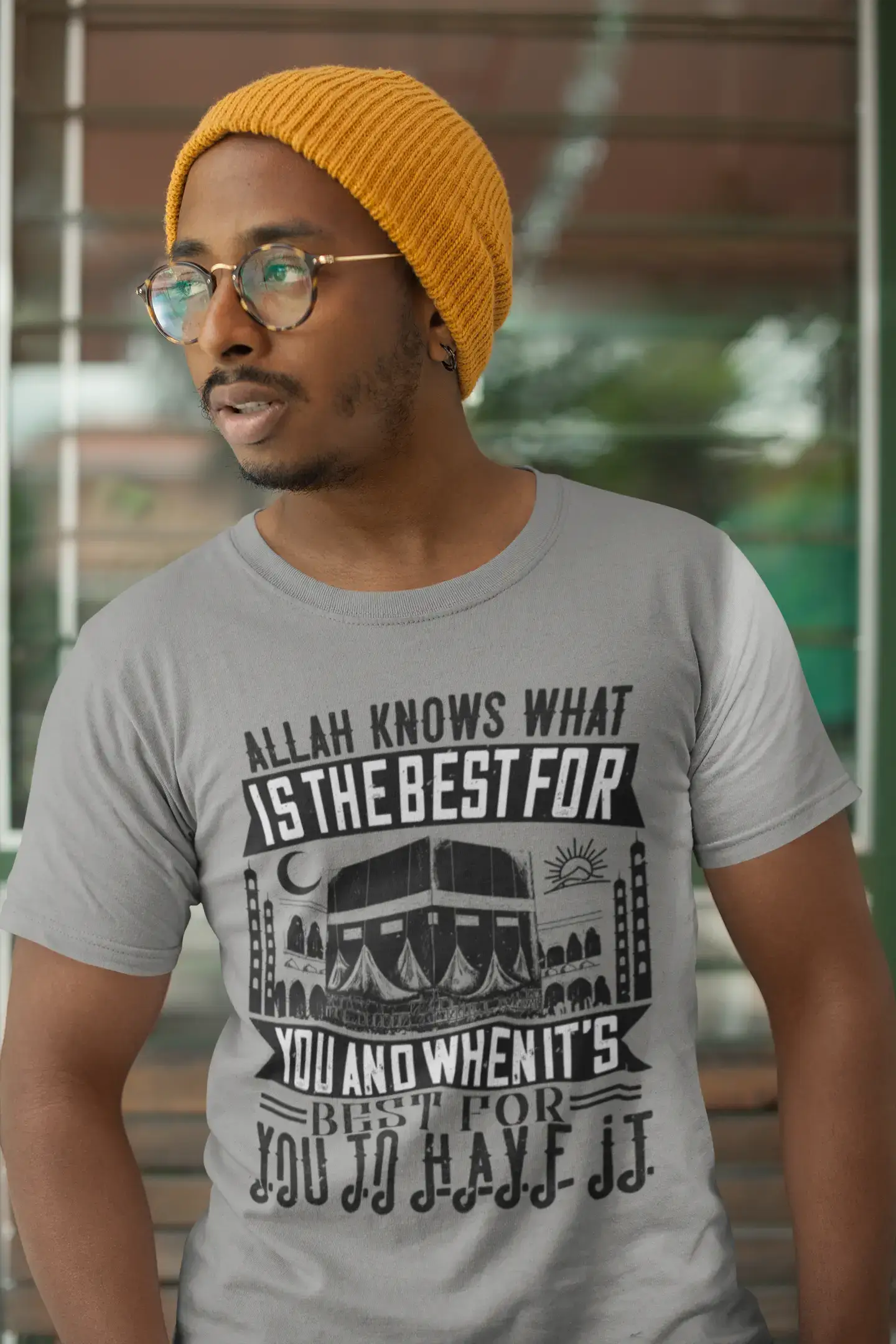ULTRABASIC Men's T-Shirt Allah Knows Best What is the Best for You - Kaaba Tee Shirt