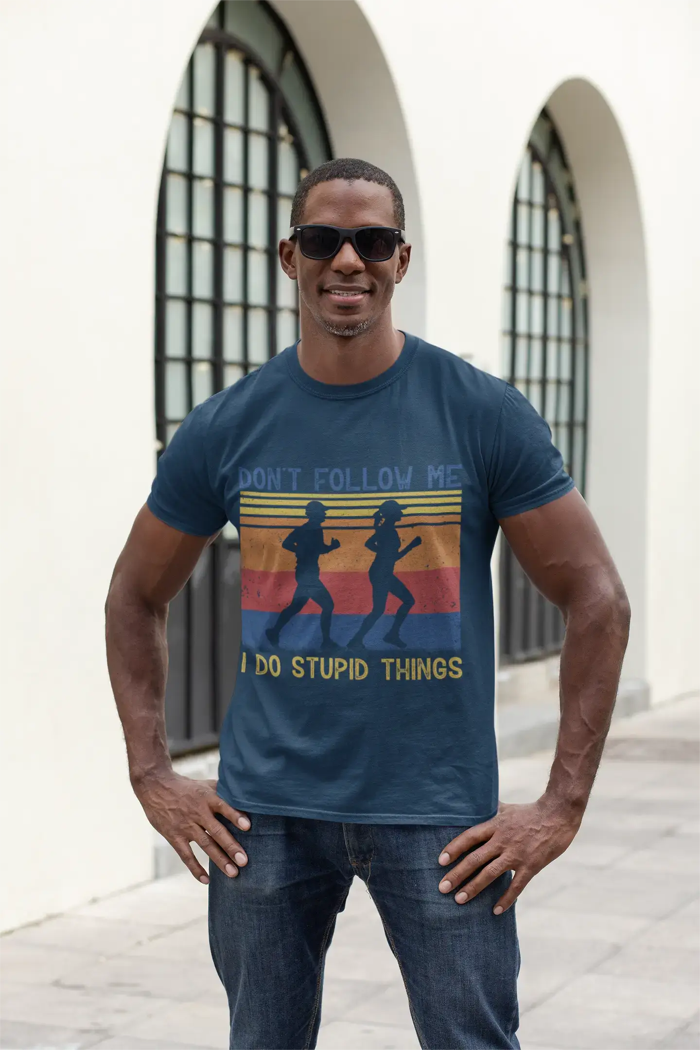 ULTRABASIC Men's Novelty T-Shirt Don't Follow Me I Do Stupid Things - Runner Tee Shirt