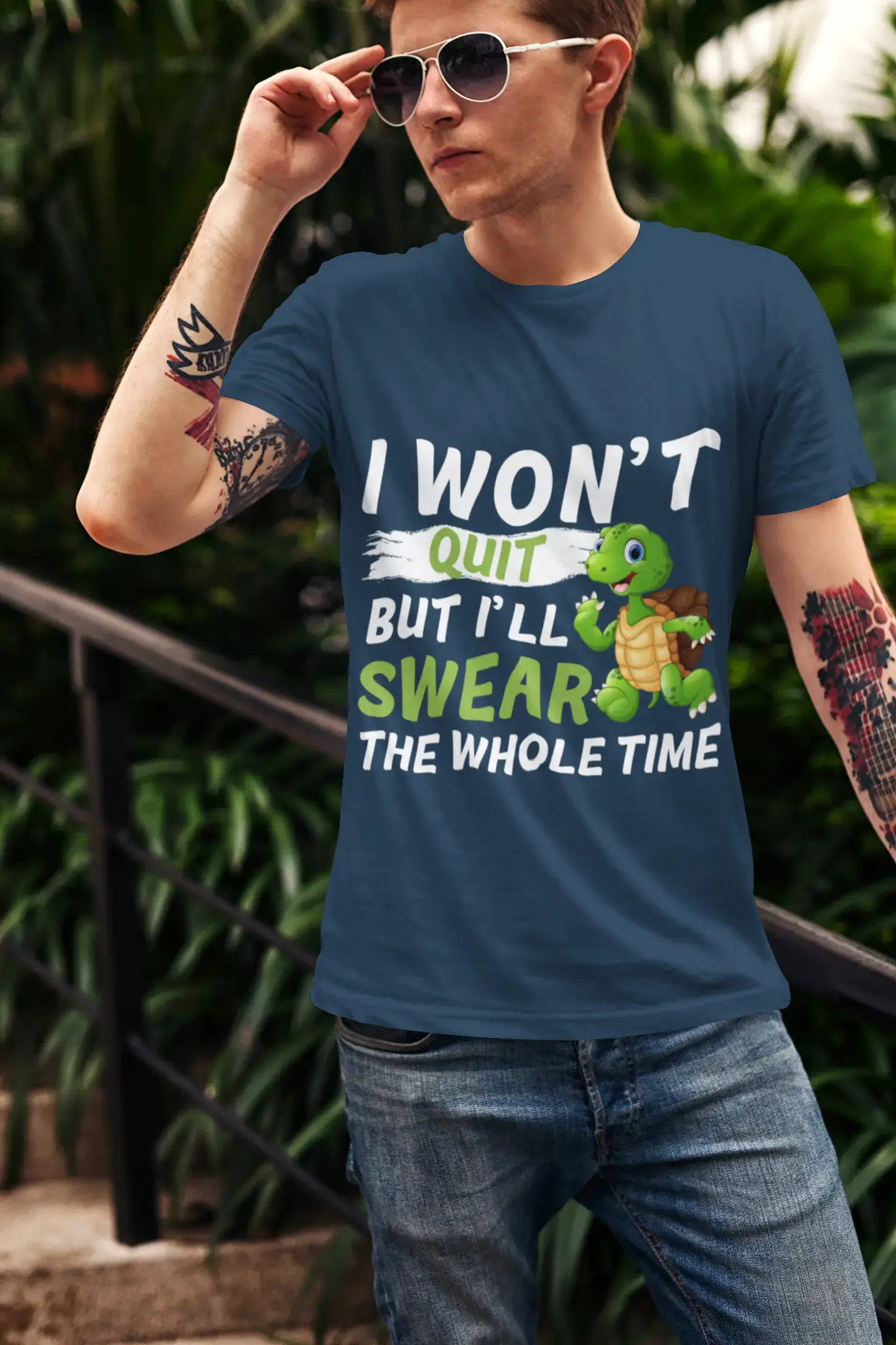 ULTRABASIC Men's Novelty T-Shirt I Won't Quit But I'll Swear the Whole Time - Runner Tee Shirt