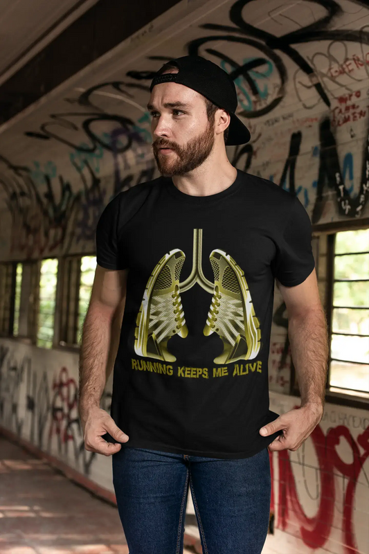 ULTRABASIC Men's Novelty T-Shirt Running Keeps Me Alive - Funny Runner Tee Shirt