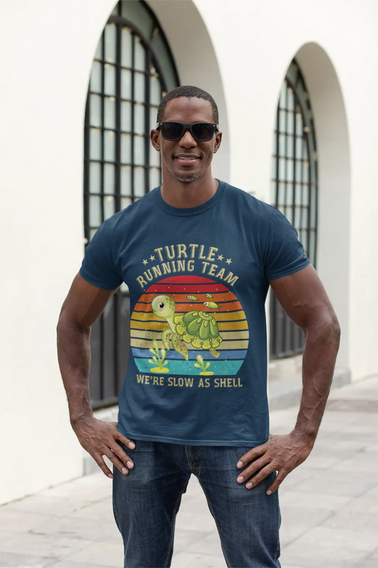 ULTRABASIC Men's Novelty T-Shirt Turtle Running Team - We're Slow as Shell - Funny Runner Tee Shirt