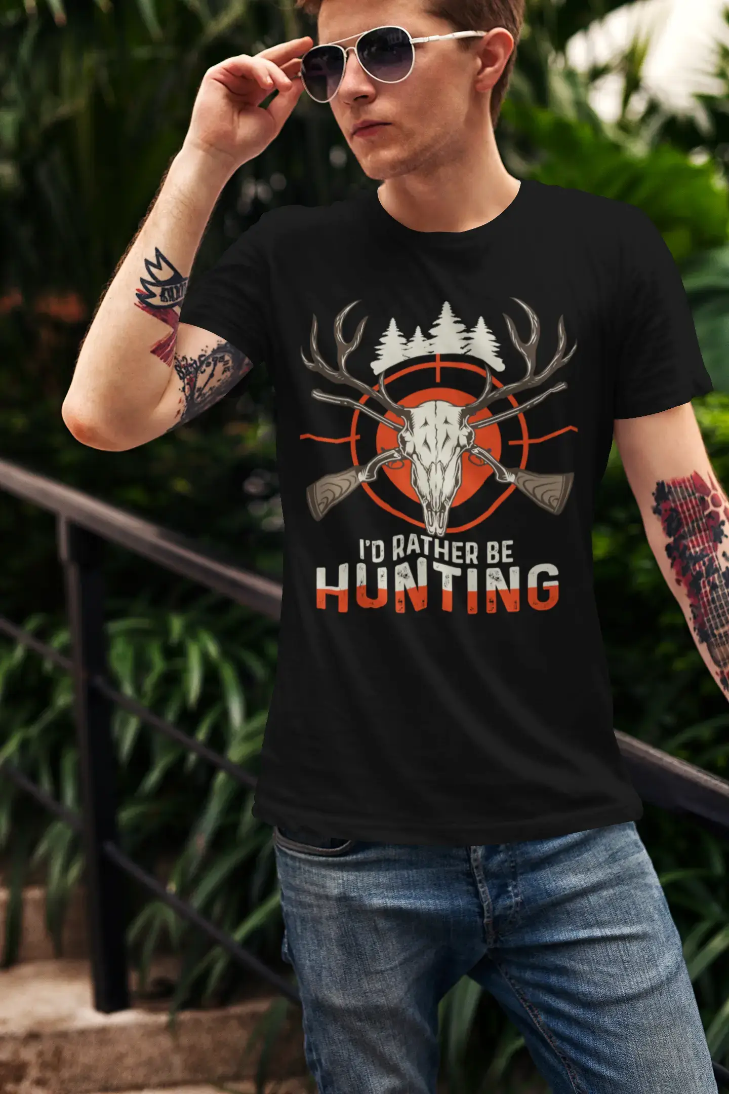 ULTRABASIC Graphic Men's T-Shirt I'd Rather Be Hunting - Hunter Tee Shirt