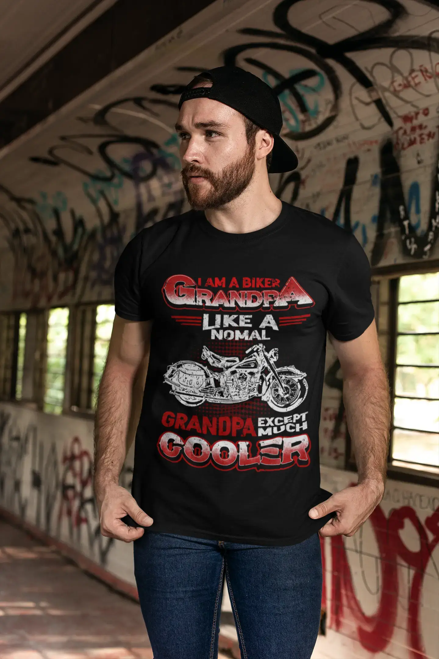 ULTRABASIC Men's T-Shirt I am a Biker Grandpa Like a Normal Grandpa Except Much Cooler - Biker Tee Shirt