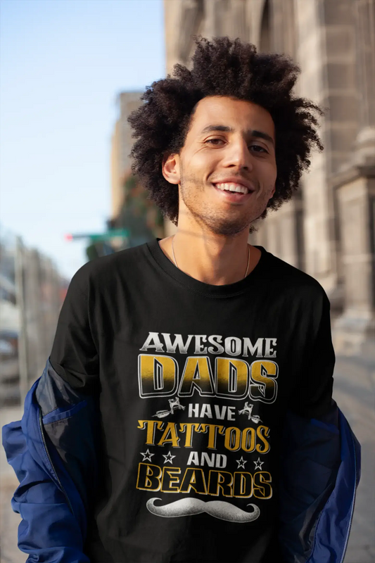 ULTRABASIC Herren-T-Shirt „Awesome Dads Have Tattoos and Beards“ – lustiges T-Shirt