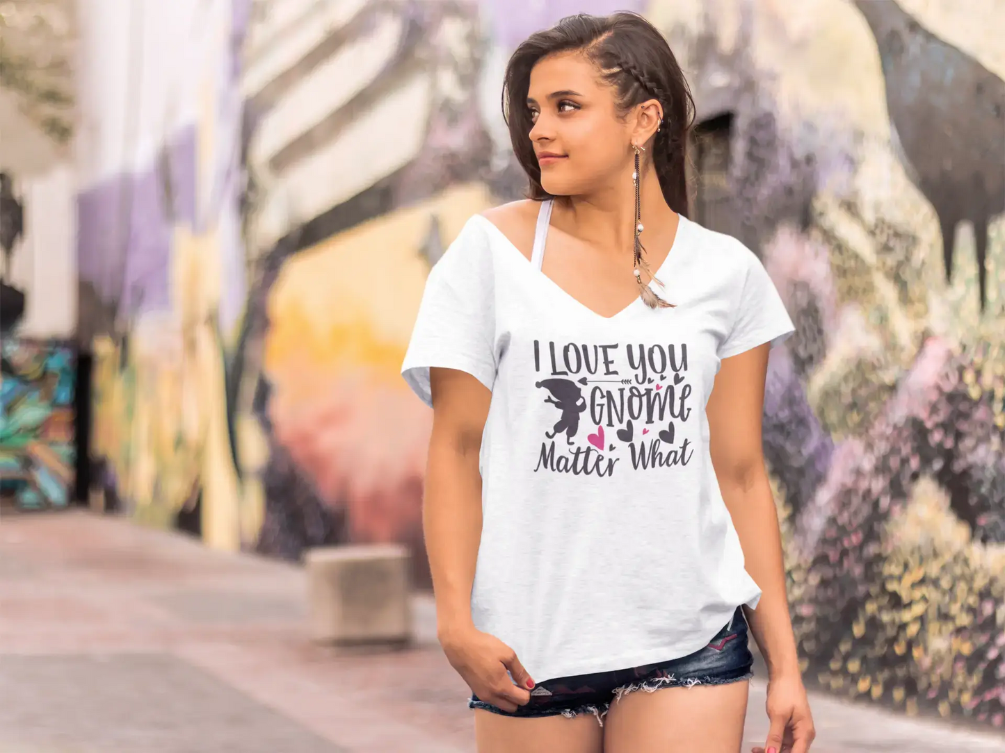 ULTRABASIC Damen-T-Shirt „I Love You Gnome Matter What“ – kurzärmeliges T-Shirt