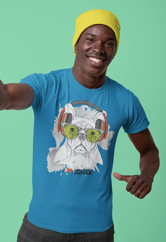 ULTRABASIC Men's Novelty T-Shirt Cool Dog Yo - I Love Music Funny Tee Shirt