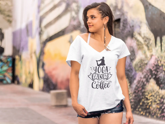 ULTRABASIC Damen T-Shirt Yoga und Kaffee – Lustiges T-Shirt