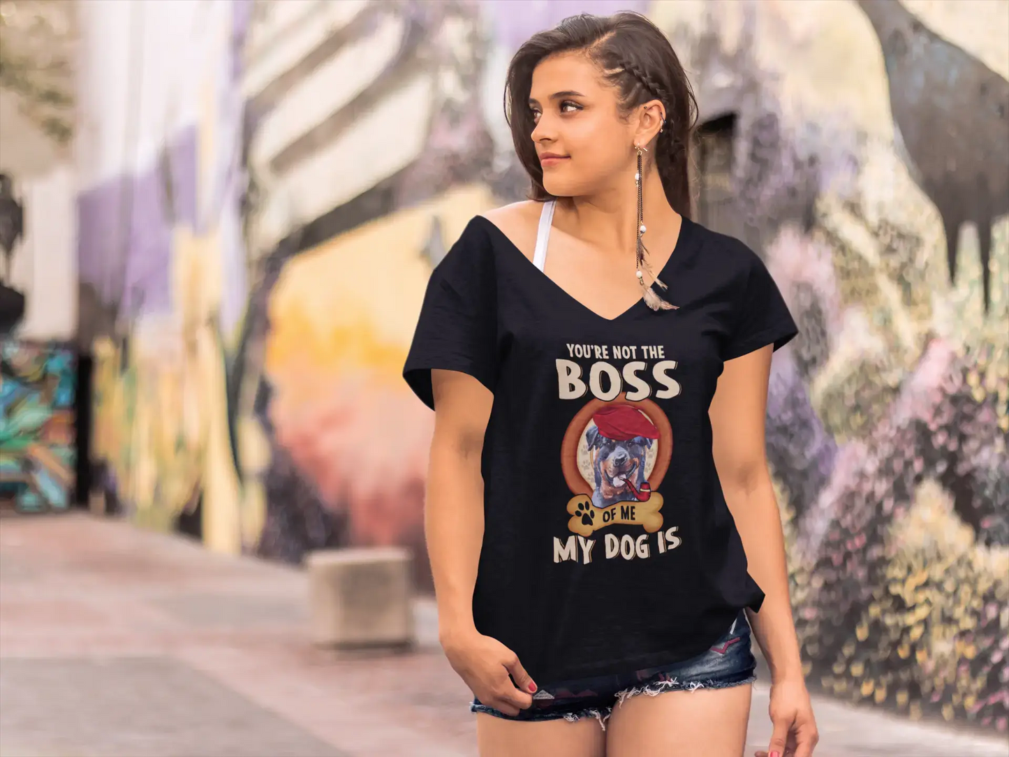 ULTRABASIC Women's T-Shirt Rottweiler Cute Dog Lover - Short Sleeve Tee Shirt Quote Tops