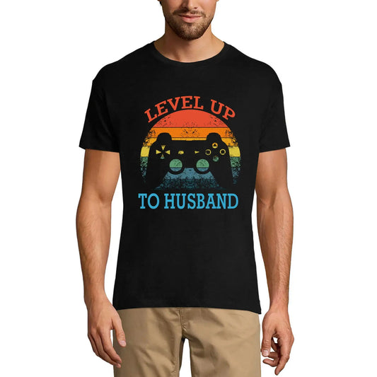 Men's Graphic T-Shirt Level Up To Husband Gaming Limited Edition Short Sleeve Tee-Shirt Vintage Birthday Gift Novelty