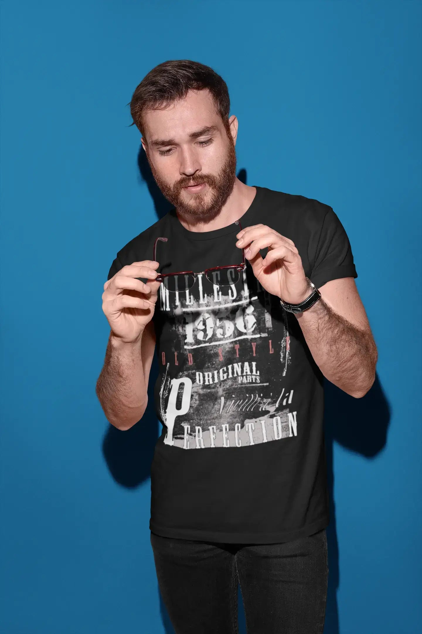 1956,cadeaux d'anniversaire pour lui,t-shirts d'anniversaire, T-shirt <span>à manches courtes</span> <span>et col rond</span> <span>homme</span> 00136