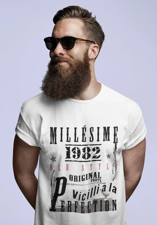 1982,birthday gifts for him,birthday t-shirts,Men's Short Sleeve Round Neck T-shirt , FR Vintage White Men's 00135