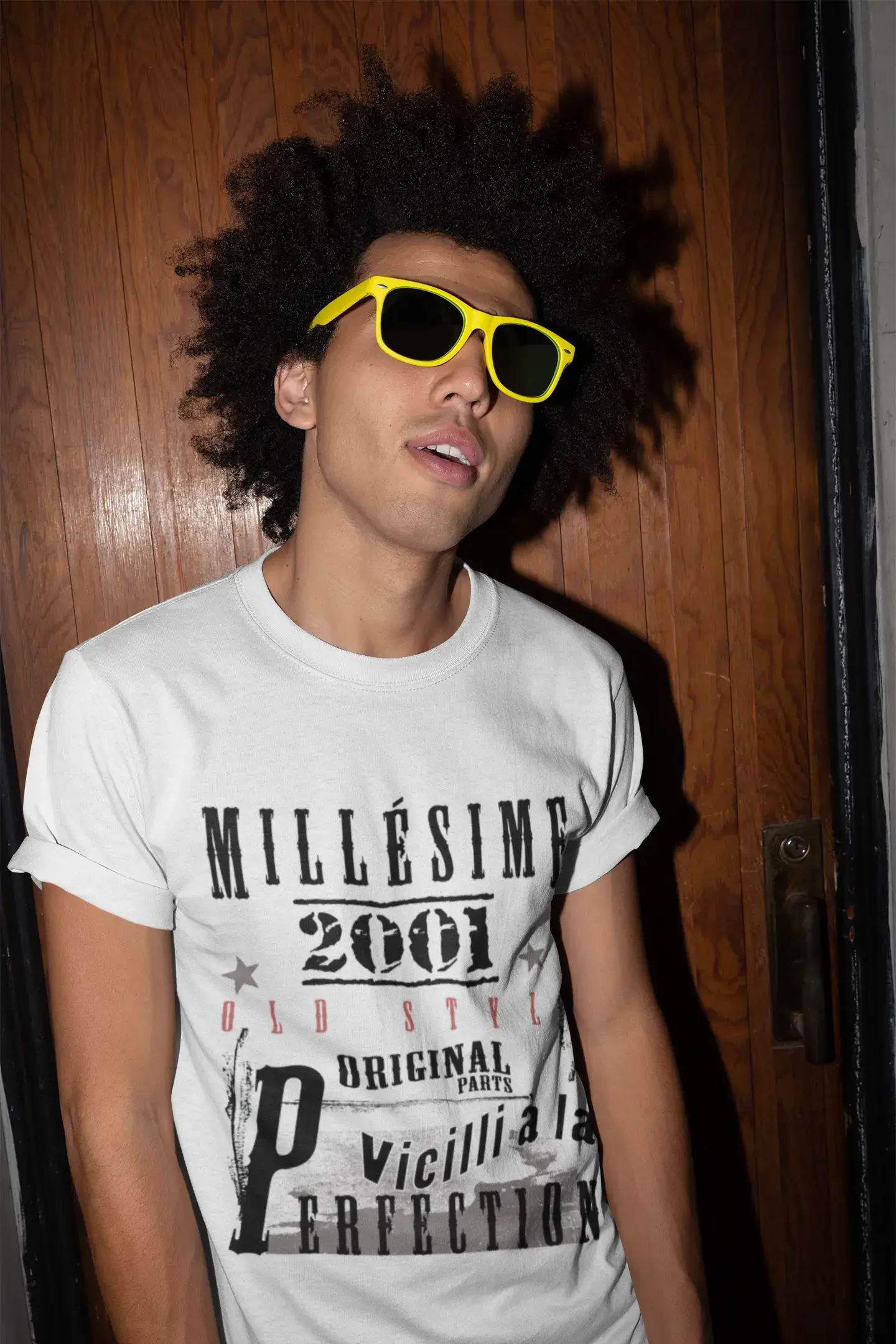 2001, cadeaux d'anniversaire pour lui, t-shirts d'anniversaire, T-shirt <span>à manches courtes</span> <span>et col rond</span> <span>pour hommes</span> , FR Vintage <span>blanc</span> <span>pour hommes</span> 00135