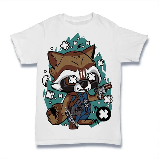 Men's Graphic T-Shirt Talking Raccoon - Superhero Shirt - Cartoon Limited Edition Short Sleeve Tee-Shirt Vintage Birthday Gift Novelty