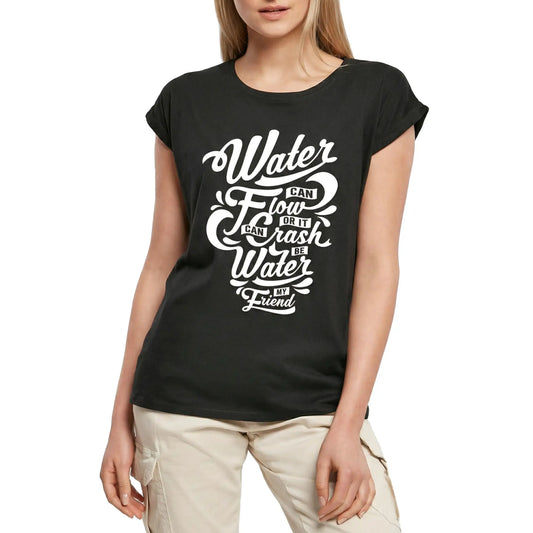 Women's Graphic T-Shirt Be Water My Friend - Martial Art Icon Ladies Limited Edition Short Sleeve Tee-Shirt Vintage Birthday Gift Novelty