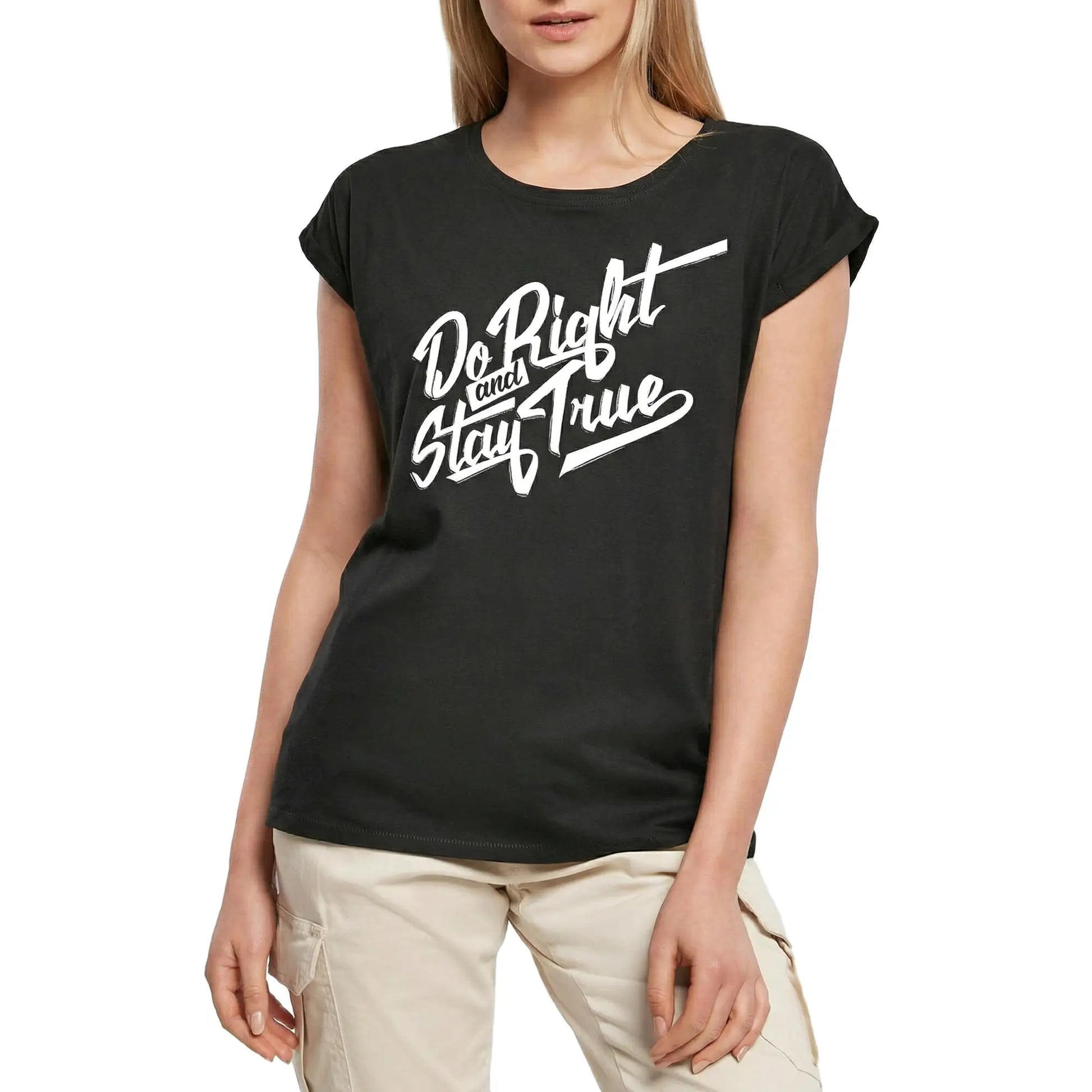 Women's Graphic T-Shirt Do Right Stay True - Positive Ladies Limited Edition Short Sleeve Tee-Shirt Vintage Birthday Gift Novelty