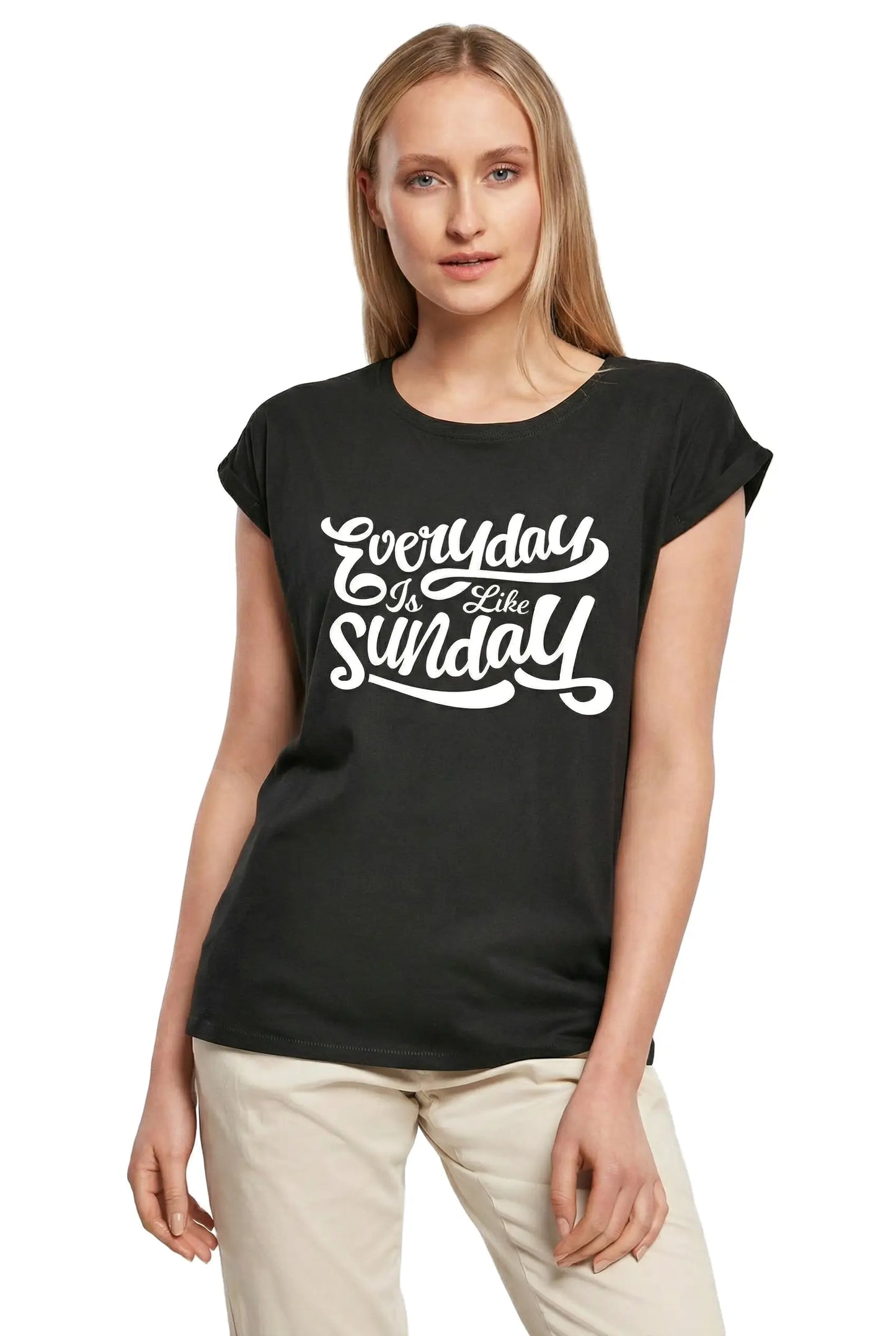 Women's Graphic T-Shirt Everyday Is Like Sunday Ladies Limited Edition Short Sleeve Tee-Shirt Vintage Birthday Gift Novelty