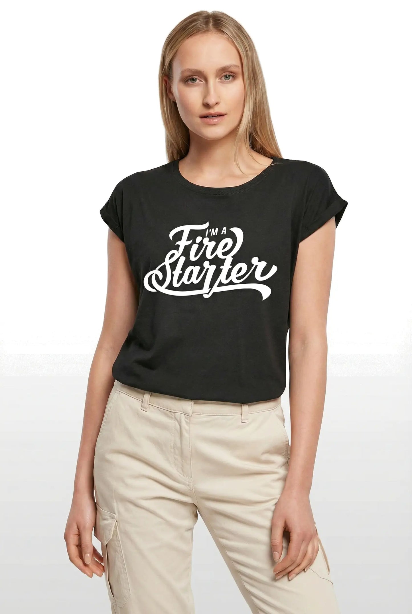 Women's Graphic T-Shirt I'm A Fire Starter Ladies Limited Edition Short Sleeve Tee-Shirt Vintage Birthday Gift Novelty