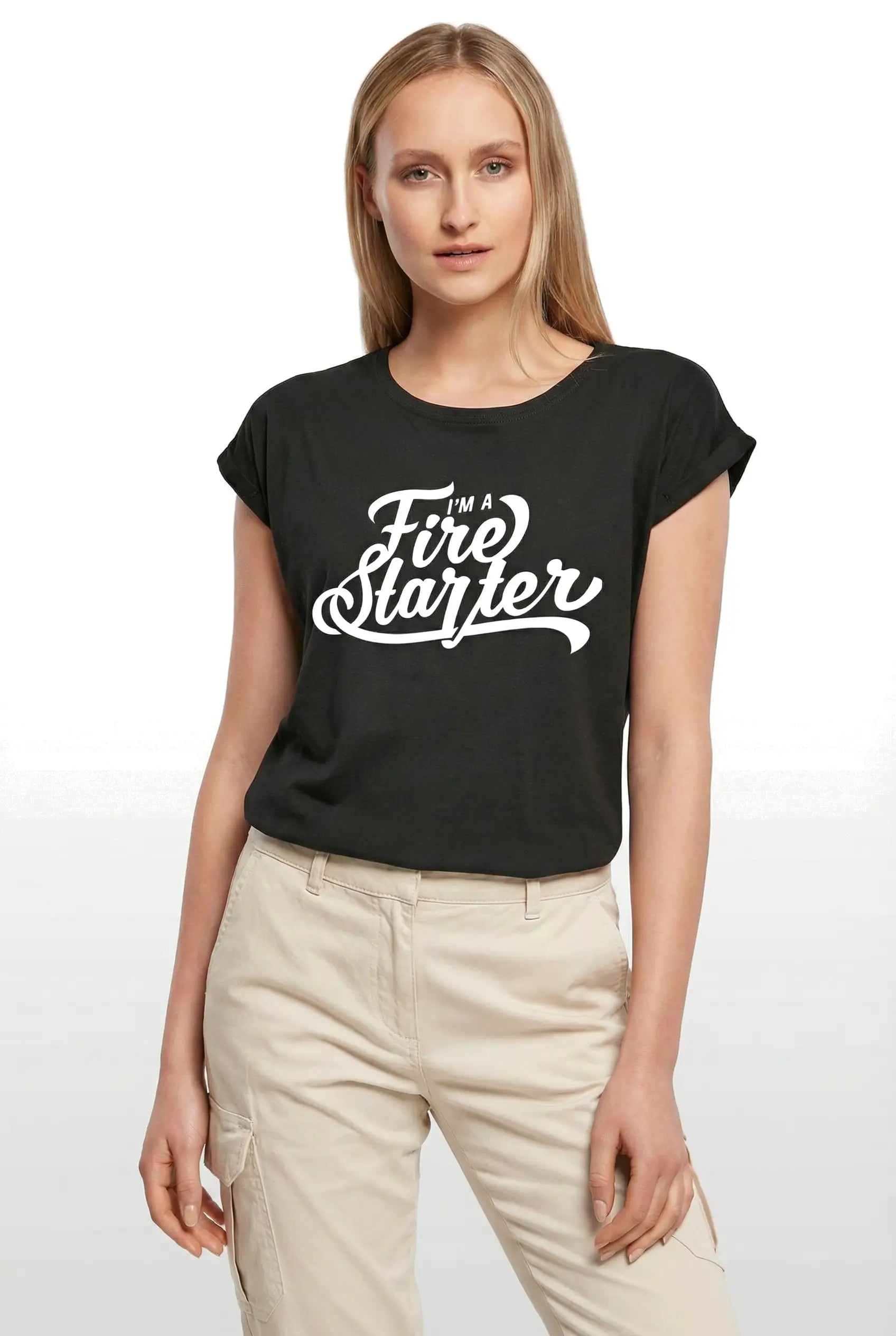 Women's Graphic T-Shirt I'm A Fire Starter Ladies Limited Edition Short Sleeve Tee-Shirt Vintage Birthday Gift Novelty