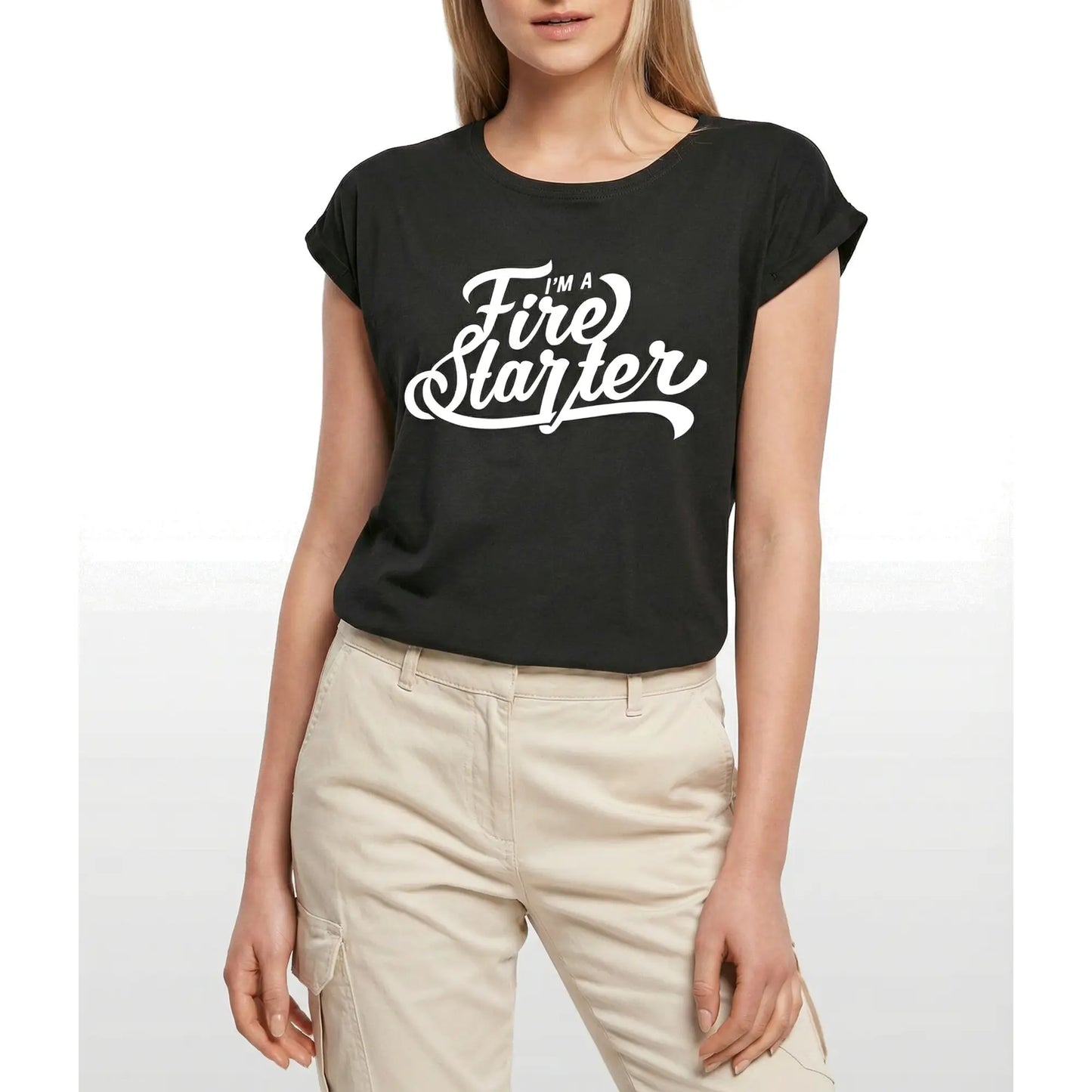 Women's Graphic T-Shirt I'm A Fire Starter Ladies Limited Edition Short Sleeve Tee-Shirt Vintage Birthday Gift Novelty