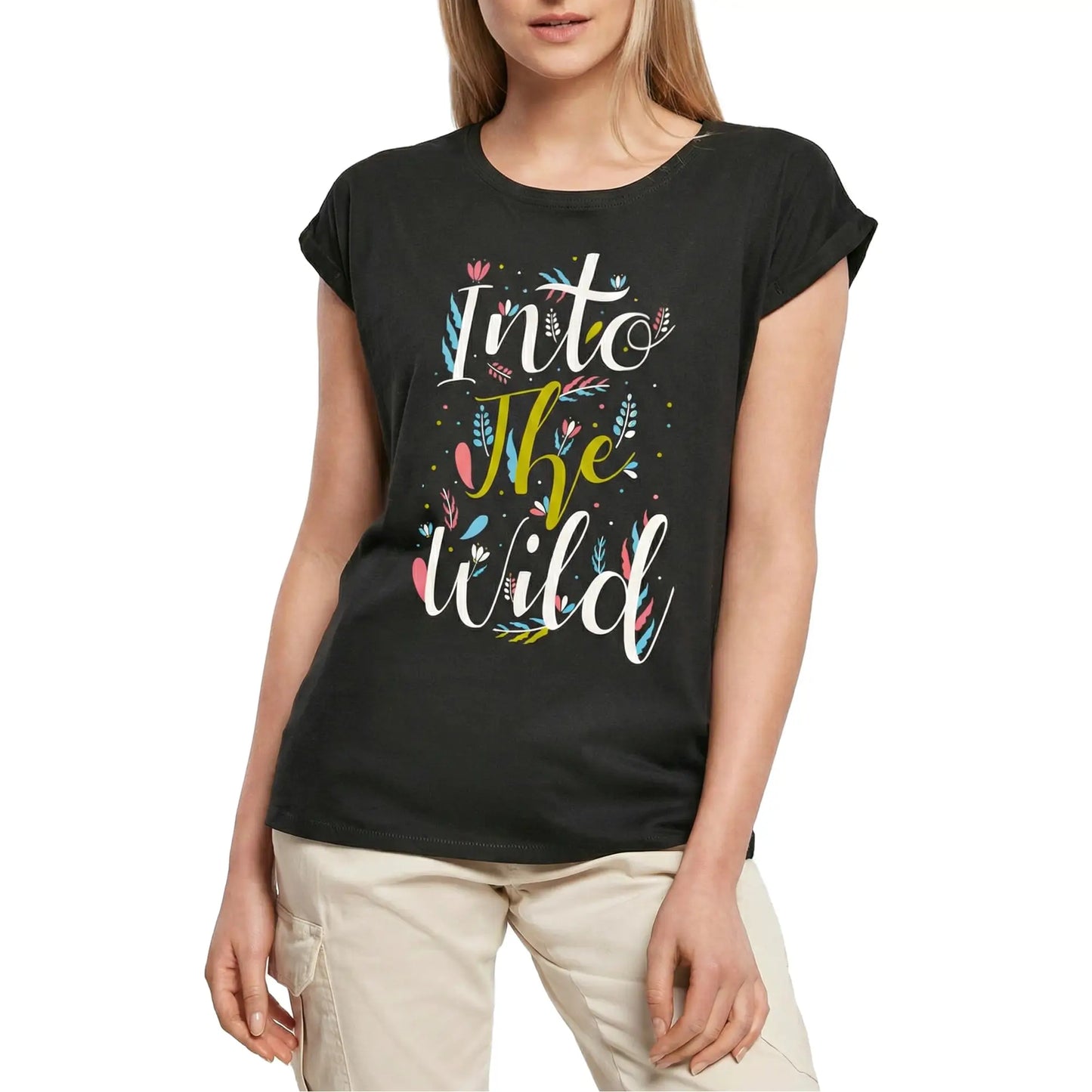 Women's Graphic T-Shirt Into The Wildal Ladies Limited Edition Short Sleeve Tee-Shirt Vintage Birthday Gift Novelty