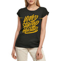 Women's Graphic T-Shirt Never Stop The Hustle - For Entrepreneurs Ladies Limited Edition Short Sleeve Tee-Shirt Vintage Birthday Gift Novelty