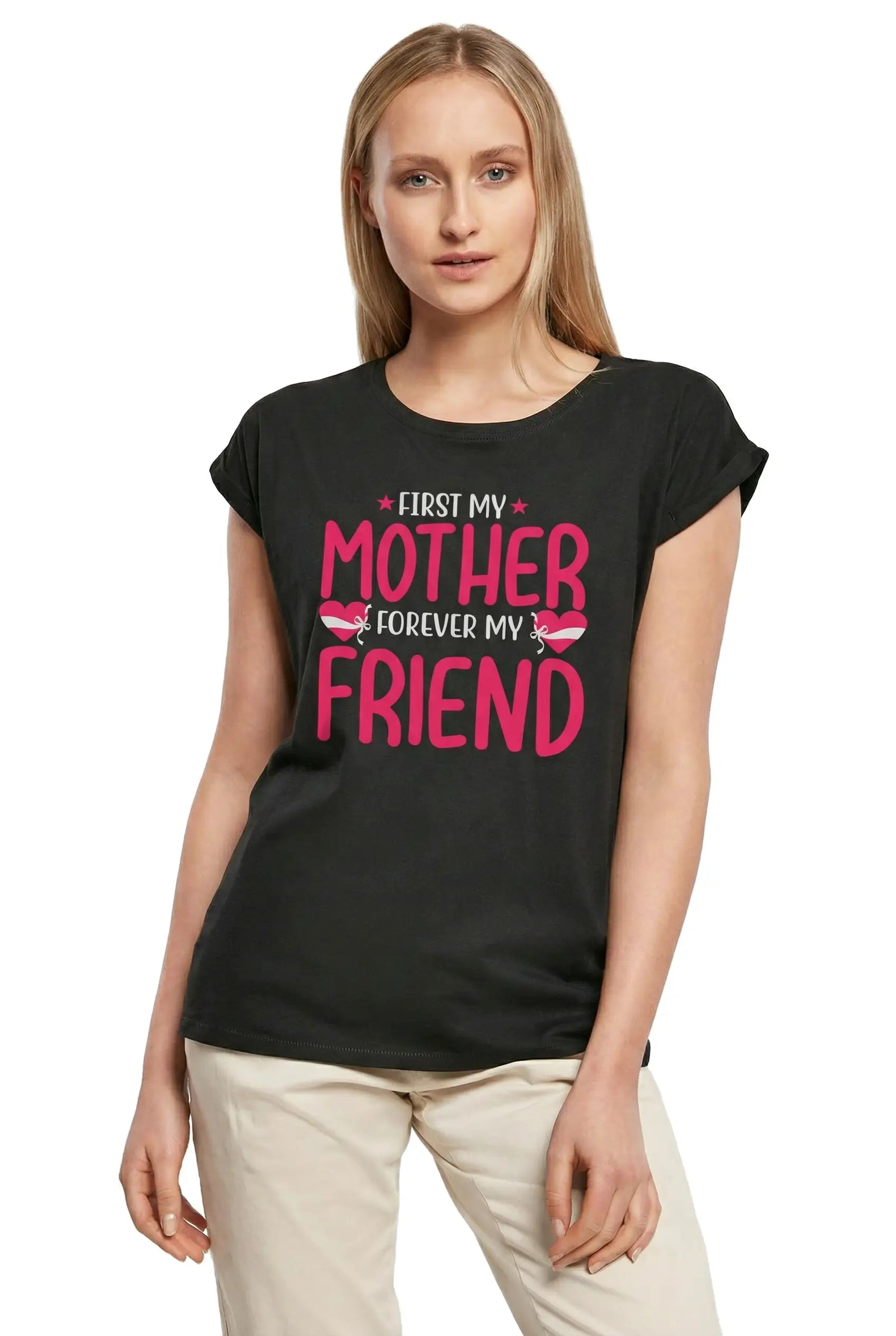 Women's Graphic T-Shirt First My Mother Forever My Friend Ladies Limited Edition Short Sleeve Tee-Shirt Vintage Birthday Gift Novelty