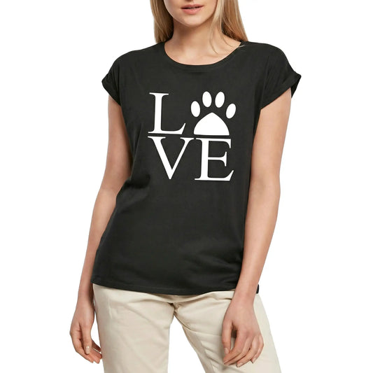 Women's Graphic T-Shirt Love Dog Paws Ladies Limited Edition Short Sleeve Tee-Shirt Vintage Birthday Gift Novelty