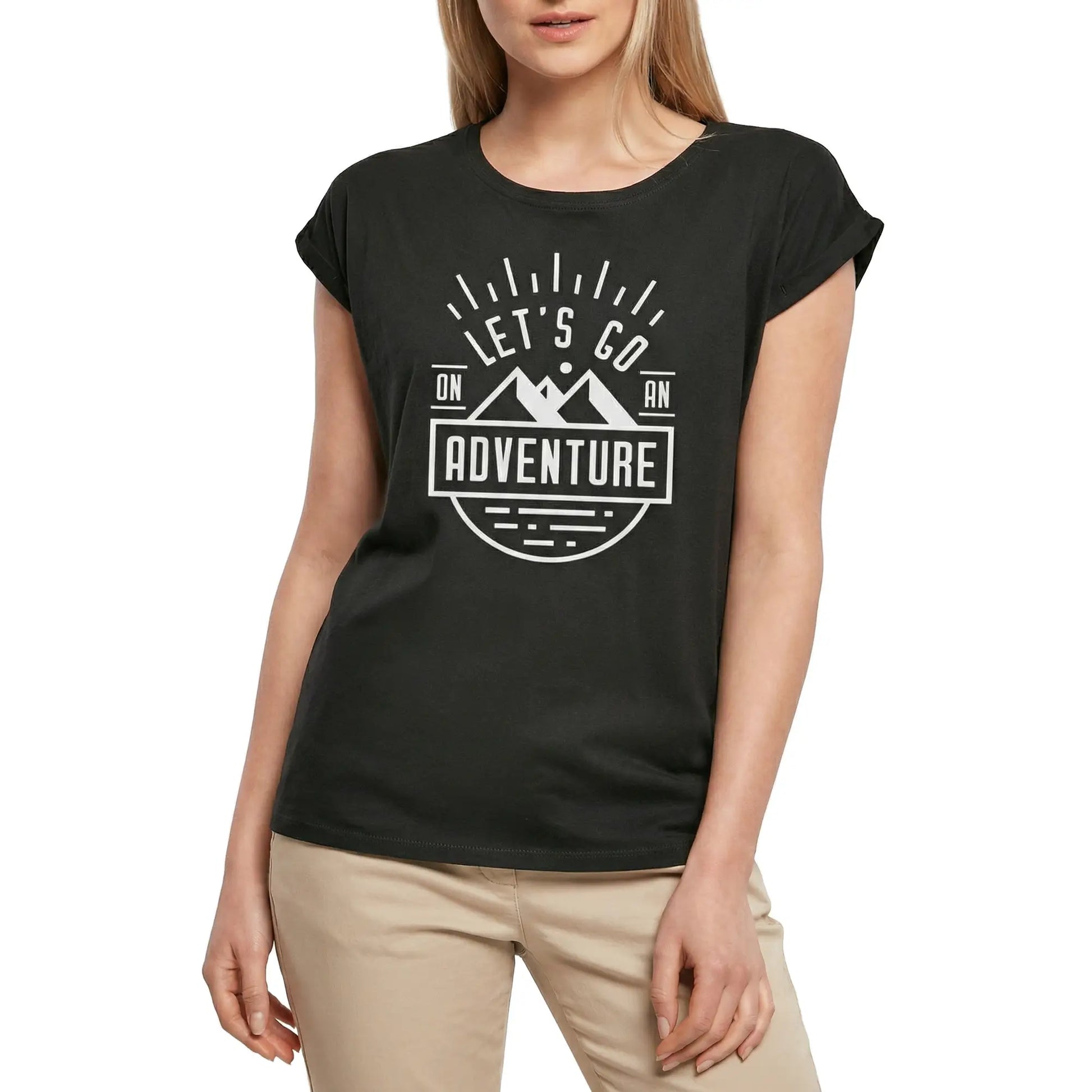 Women's Graphic T-Shirt Let's Go on an Adventure Ladies Limited Edition Short Sleeve Tee-Shirt Vintage Birthday Gift Novelty