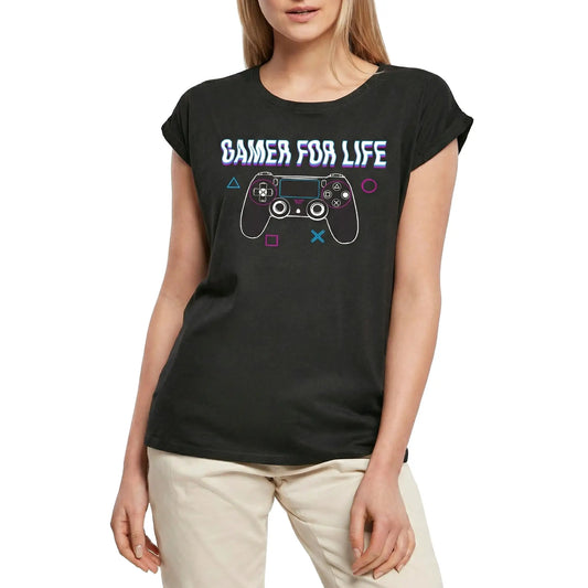 Women's Graphic T-Shirt Gamer For Life Game Ladies Limited Edition Short Sleeve Tee-Shirt Vintage Birthday Gift Novelty