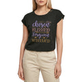 Women's Graphic T-Shirt Chosen Blessed Forgiven Redeemed Ladies Limited Edition Short Sleeve Tee-Shirt Vintage Birthday Gift Novelty