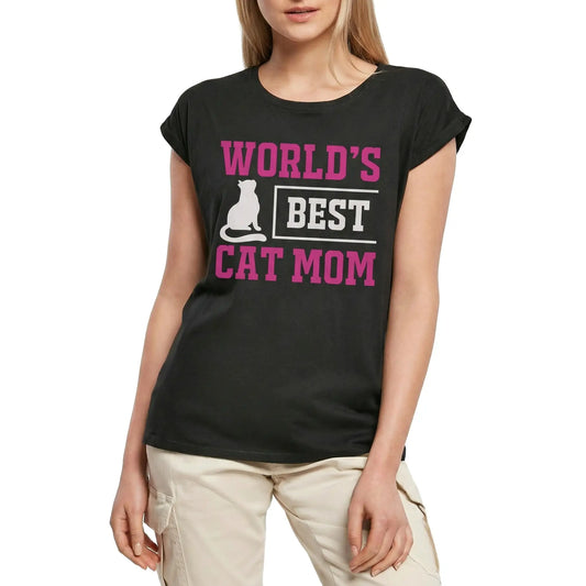 Women's Graphic T-Shirt World's Best Cat Mom Ladies Limited Edition Short Sleeve Tee-Shirt Vintage Birthday Gift Novelty