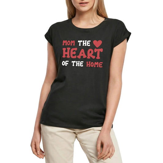 Women's Graphic T-Shirt Mom The Heart Of The Home Ladies Limited Edition Short Sleeve Tee-Shirt Vintage Birthday Gift Novelty