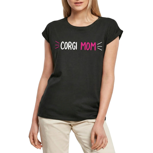 Women's Graphic T-Shirt Corgi Mom - Dog Ladies Limited Edition Short Sleeve Tee-Shirt Vintage Birthday Gift Novelty
