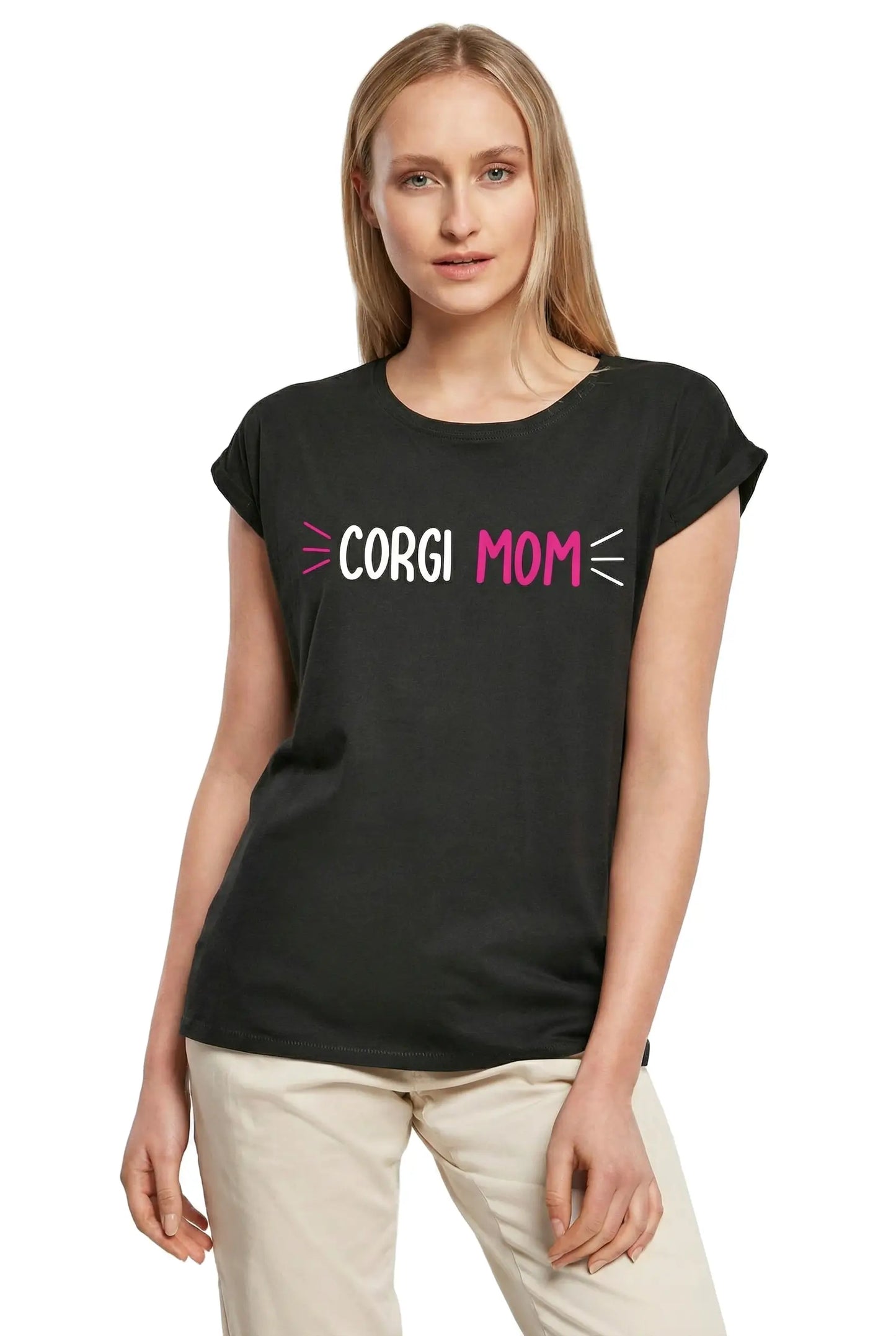 Women's Graphic T-Shirt Corgi Mom - Dog Ladies Limited Edition Short Sleeve Tee-Shirt Vintage Birthday Gift Novelty