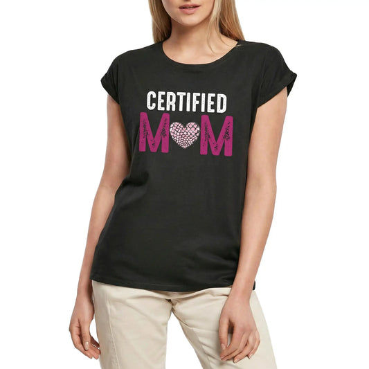 Women's Graphic T-Shirt Certified Mom - Heart Ladies Limited Edition Short Sleeve Tee-Shirt Vintage Birthday Gift Novelty