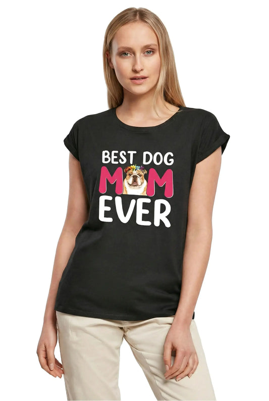 Women's Graphic T-Shirt Best Dog Mom Ever Dog Ladies Limited Edition Short Sleeve Tee-Shirt Vintage Birthday Gift Novelty