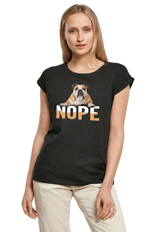 Women's Graphic T-Shirt Bulldog Nope Dog Ladies Limited Edition Short Sleeve Tee-Shirt Vintage Birthday Gift Novelty