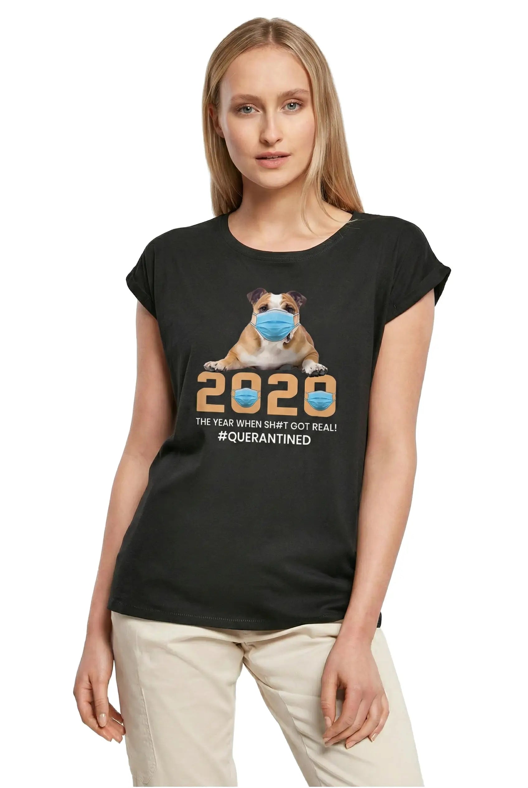 Women's Graphic T-Shirt 2020 The Year When Sh#t Got Real Dog 6th Birthday Anniversary 6 Year Old Gift 2020 Vintage Ladies Short Sleeve Novelty Tee