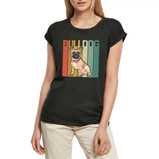 Women's Graphic T-Shirt Retro French Bulldog Dog Lover Funny Ladies Limited Edition Short Sleeve Tee-Shirt Vintage Birthday Gift Novelty