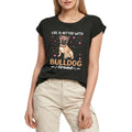 Women's Graphic T-Shirt Life Is Better With Bulldog Around - French Bulldog Dog Lover Funny Ladies Limited Edition Short Sleeve Tee-Shirt Vintage Birthday Gift Novelty