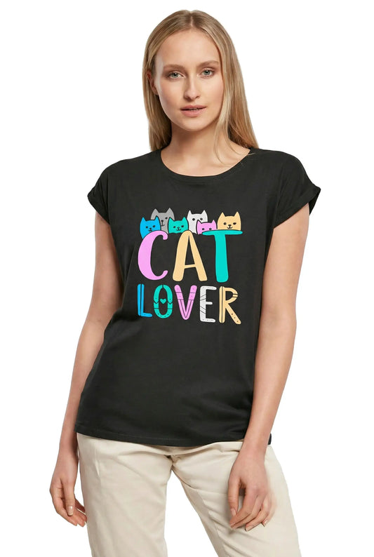 Women's Graphic T-Shirt Cat Lover - Casual Cute Ladies Limited Edition Short Sleeve Tee-Shirt Vintage Birthday Gift Novelty