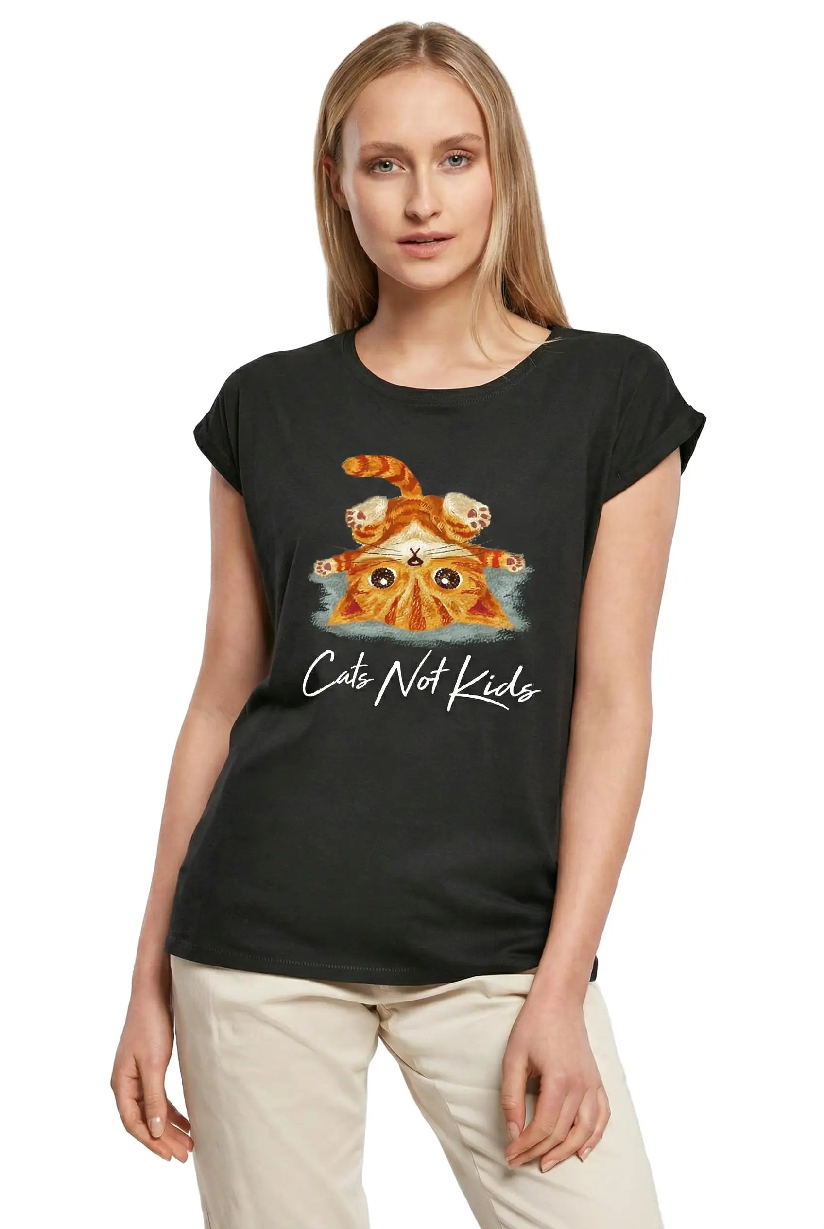 Women's Graphic T-Shirt Cats Not Kids Ladies Limited Edition Short Sleeve Tee-Shirt Vintage Birthday Gift Novelty